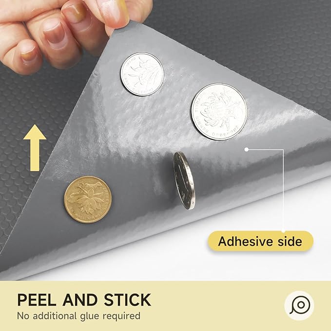 WochiTV Adhesive Shelf Liner 17.5 X 120 Inches Peel and Stick Kitchen Liner for Cabinets, Drawers Removable Protector Mat Waterproof Contact Covering for Dresser Pantry Countertops Shelves, Gray