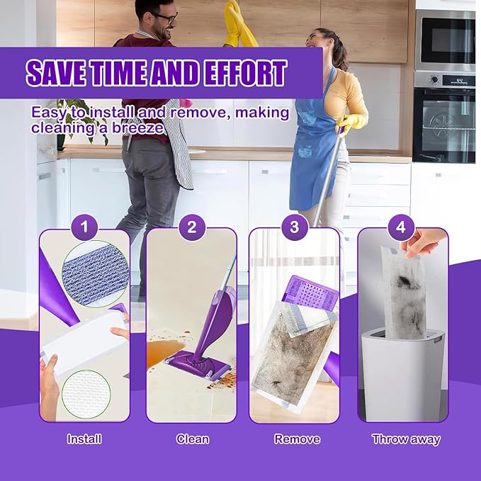 100 Pack Disposable WetJet Pads Refills for Swiffer Wet Jet Mop - Multi-Surface Floor Cleaning Mop Pads, Compatible with Swiffer Wet Pads Refill, 4 Layers Thickened & Durable | Heavy-Duty Absorbent
