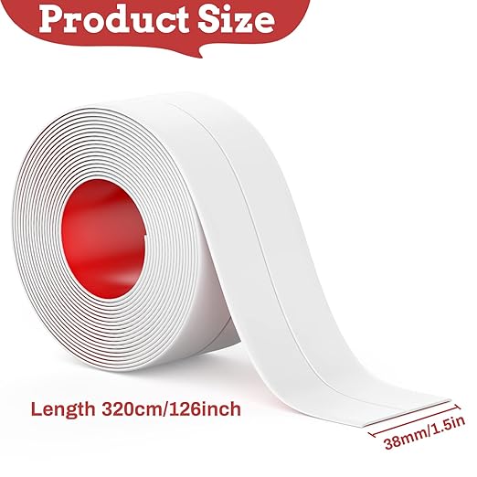 Caulk Tape, 3 Roll Self Adhesive Caulk Strip Waterproof, Caulking Sealant Tape for Kitchen, Countertop, Bathroom, Sink, Shower, Bathtub, Toilet Edge Protector with Sealing Tool (1.5" x 10.5Ft)