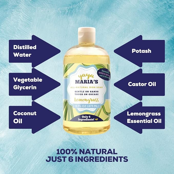 Yaya Maria's Natural Liquid Dish Soap, Only 6 Ingredients, 100% Nontoxic, Compare to Any Other Dish Soap, 3-Pack (Variety Pack)