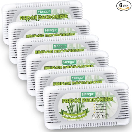 Hengu Fridge Deodorizer, (6 Pack) Fridge Smell Eliminator Natural Activated Charcoal Fridge Deodorizer Odor Eliminator Refrigerator Deodorizer, Bamboo Charcoal Bags for Freezer