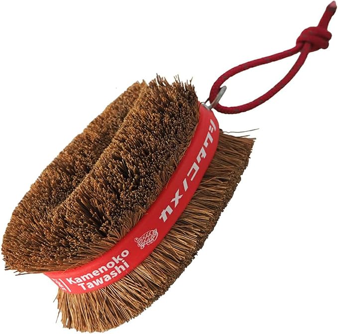 Natural Palm Tawashi OBI - Set of 2 - Red - Premium Coconut Fiber - Scrubber for Cleaning Kitchen, Bath, and Shoes - Made in Japan