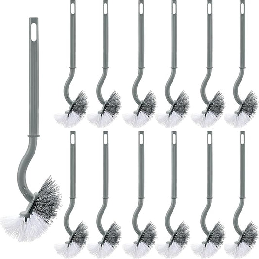 12 Pcs Curved Toilet Bowl Brush Bulk Bathroom Deep Cleaning Toilet Cleaner Scrubber Without Holder Handle Curved Brush Hanging Under Rim Household Cleaning for Bathroom(Gray)