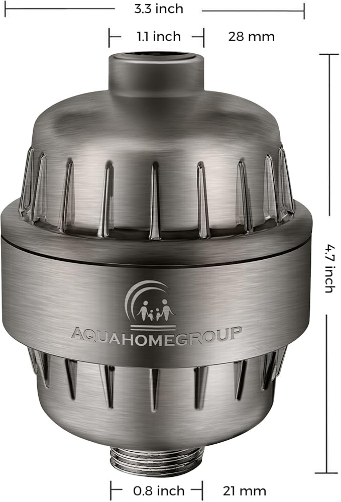 AquaHomeGroup 20 Stage Shower Head Filter with Vitamin C E A for - High Output Filter to Remove Chlorine and Fluoride - 2 Replacement Cartridges - Consistent Flow Showerhead Filter