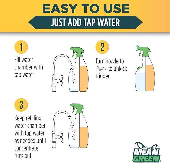 Mean Green Refillable Ultra Powered Concentrate Bathroom Cleaner, Tropical Breeze, 14.3 Ounce, 6 Pack