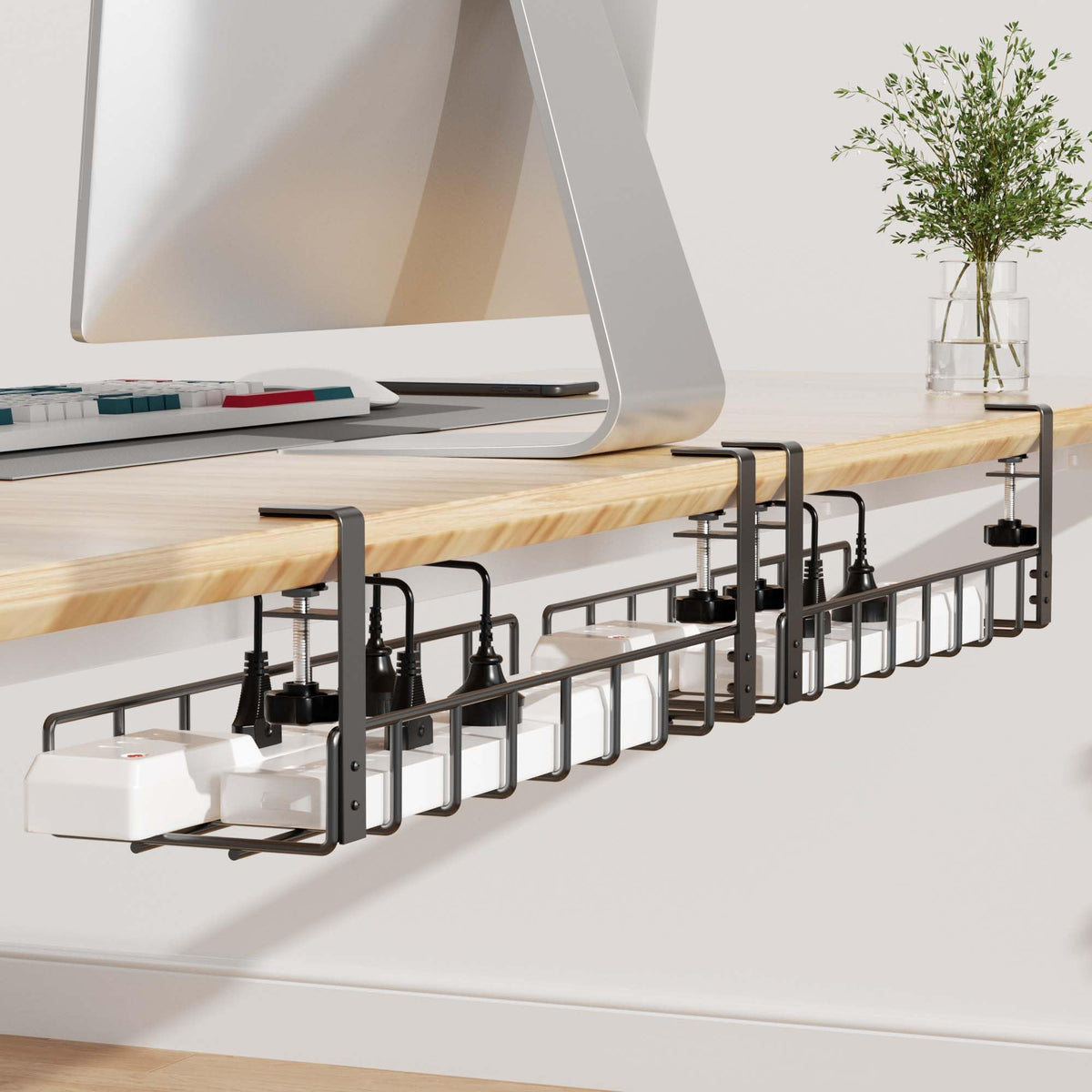 2 Pack Cable Management Under Desk Tray, 31.4" No Drill - Image 1