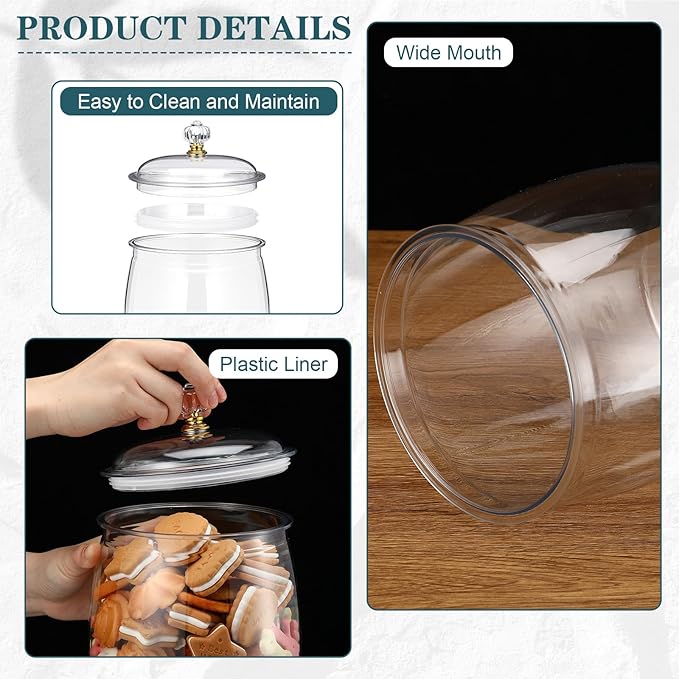 Nuogo 6 Pcs Plastic Candy and Cookie Jar with Lids Decorative Apothecary Jars Candy Buffet Containers Clear Airtight Food Storage Canister Home Decoration(80 oz,Classic)