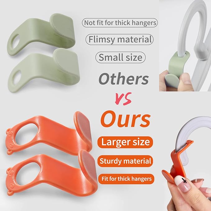 SLMT 50PCS Space-Saving Hanger Connector Hooks, Closet Organizer Extender for Plastic, Velvet, Wooden, Wire & Heavy Duty Clothes Hangers, Universal Fit (Multi-Color)