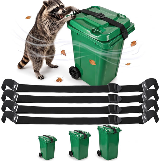 4 Pack Trash Can Lid Lock Strap Animal Proof, for 28-96 Gallon - Image 1
