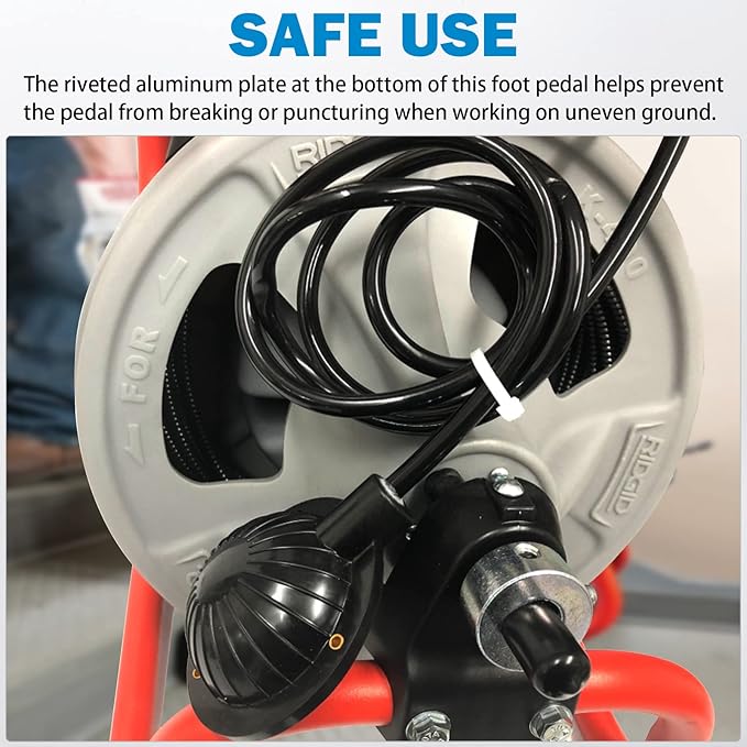 Air Foot Pedal, FEITON Air Foot Pedal Switch for Air- activated Drain Cleaning Machines, with 8' Long Hose for Ridgid K-400, K-380, K-3800, K750, K-7500, General, Spartan, Electric Eel, Trojan