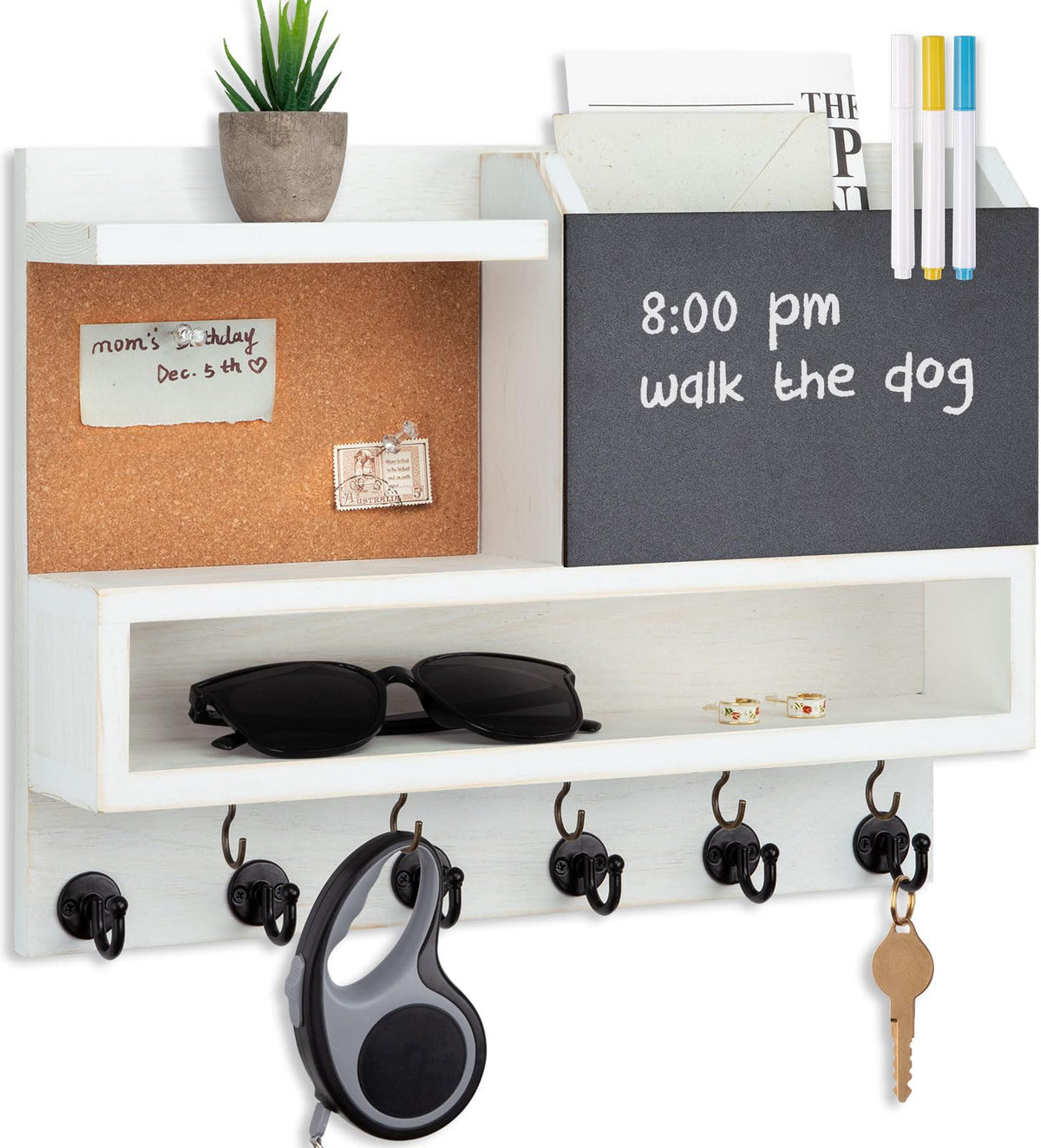 Key Holder for Wall Mount with Mail Organizer, Farmhouse - Image 1