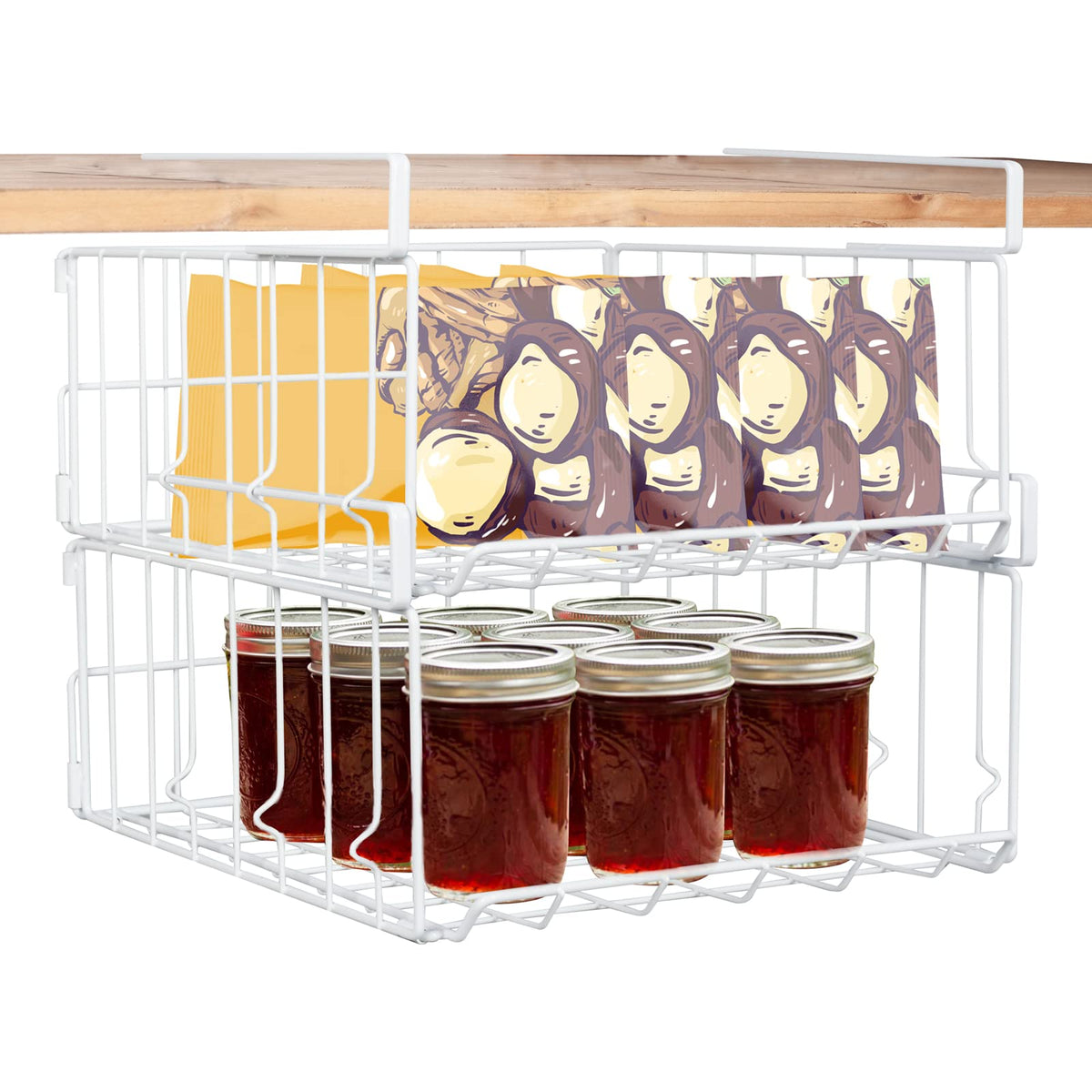 Hanging Under Shelf Storage Basket, 2 Pack Foldable Under Cabinet - Image 1
