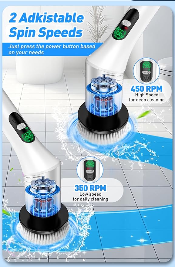 Household Cordless Spin Scrubber Kitchen Hair Brushes Bathroom Broom Toilet Mops Electric Multipurpose Cleaning Brush
