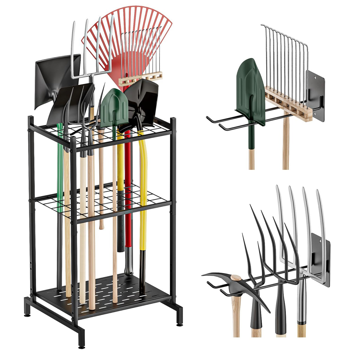 Garden Tool Organizer with 2 Pack Wall Mounted Racks - Image 1