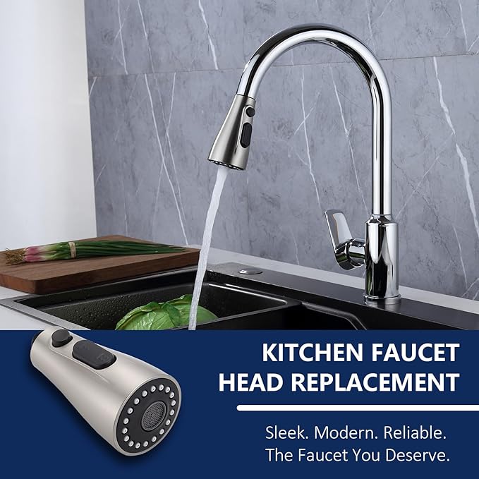 Kitchen Faucet Head Replacement Compatible with Moen 191004 – Durable ABS & Silicone Nozzle for Easy Installation and Limescale Prevention (Brushed Nickel)