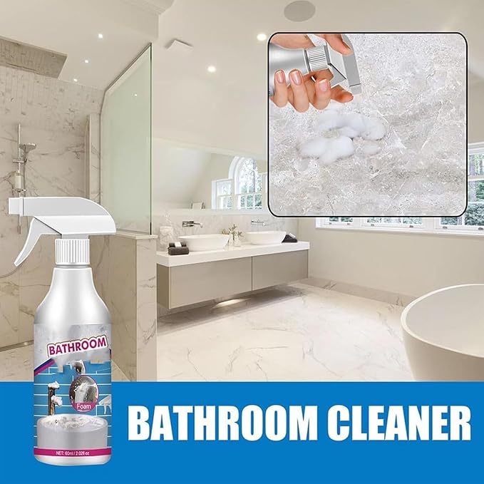 Bathroom Descaler Foam Cleaner, 2025 New Bathroom Descaler Cleaner, Stubborn Stains Cleaner, Limescale Cleaner, All Purpose Rinse Free Cleaning Spray for Bathtub, Sink, Toilet, Tiles (1Pcs)