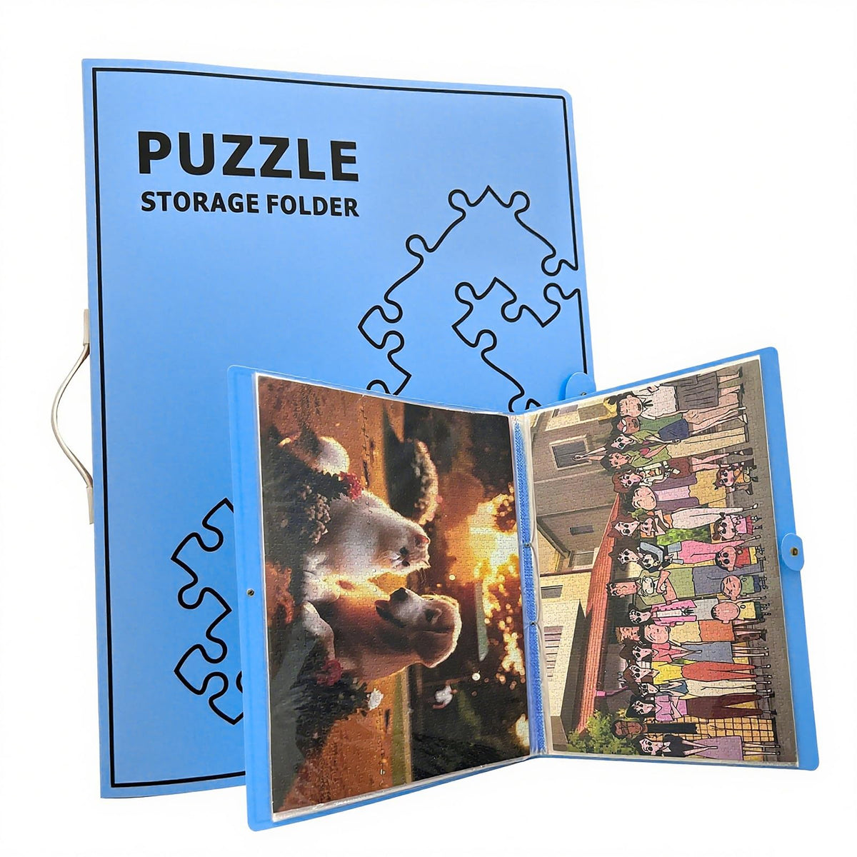Puzzle Storage Folder for Jigsaw Puzzle, Blue - Image 1