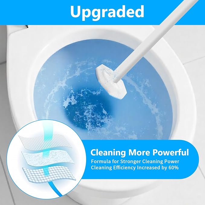 100 Pcs Toilet Wand Refills Disposable Toilet Brush Replacement Heads, Disposable Sponge Refill Heads Household Cleaning Bathroom Cleaners Compatible with Most Toilet Brushes