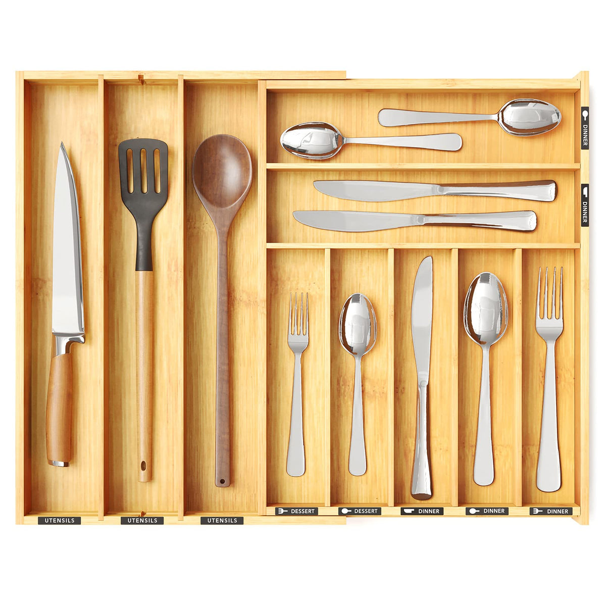 SpaceAid Bamboo Silverware Drawer Organizer with Lab | All Products - Image 1