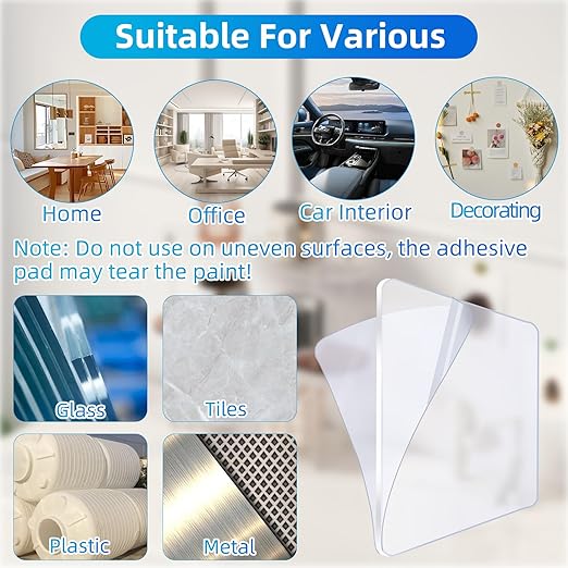 10PCS Premium Double Sided Mounting Squares Clear Tape,Heavy Duty Adhesive Pads for Pictures,Poster Hanging Strips - Strong Sticky Tack,Waterproof Adhesive for Shower,Wall Patch,Sticky Pads