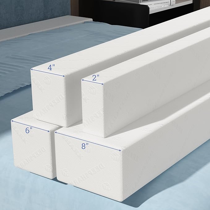 DEEPSHARK Mattress Gap Filler, Bed Gap Filler for Queen, Headboard Gap Filler Mattress Extension Filler for Headboard Seams, Bed Space Cracks White(60"×4"×8", Queen)