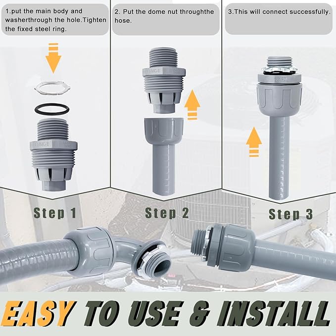Liquid-Tight Conduit and Connector Kit - 3/4 Inch 150 FT Non Metallic Liquid Tight Electrical Conduit with 5 Straight and 5 Angle Fittings