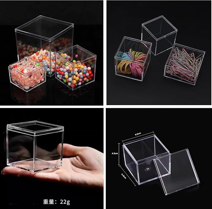 Small Acrylic Box Clear Acrylic Box with Lid 2 Pack Small Acrylic Boxes 1.77x1.77x1.77Inch/45X45X45mm Storage Boxes Jewelry Organizer Containers for Easter Party Favor