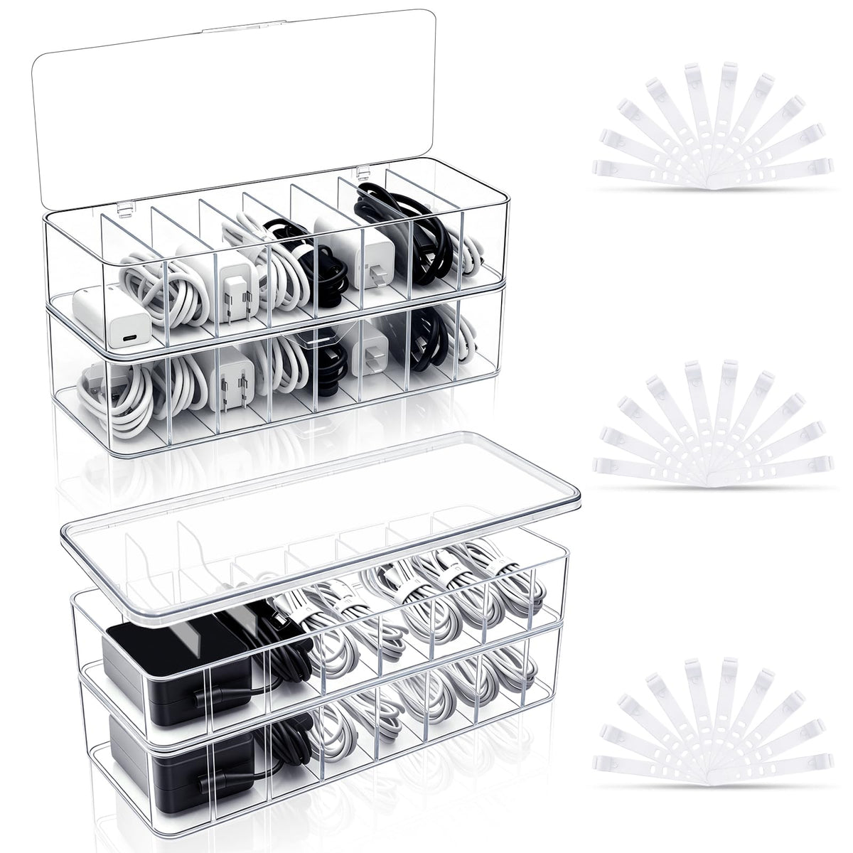Cheardia 4 Pack Cable Organizer Box with Wire Ties, | All Products - Image 1