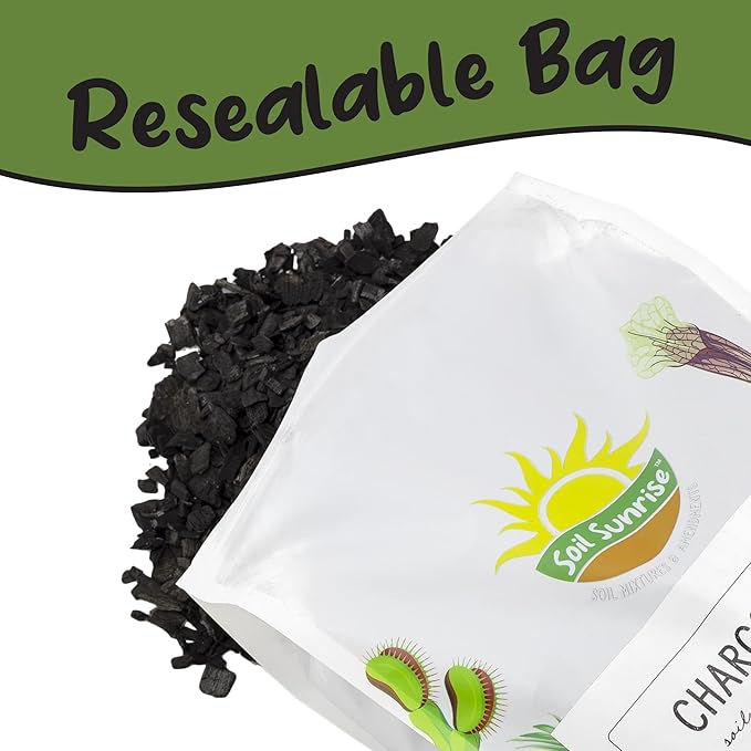 Soil Sunrise Horticultural Charcoal for Indoor Plants (4 Quarts) Hardwood Soil Additive for Orchids, Terrariums, and Gardening