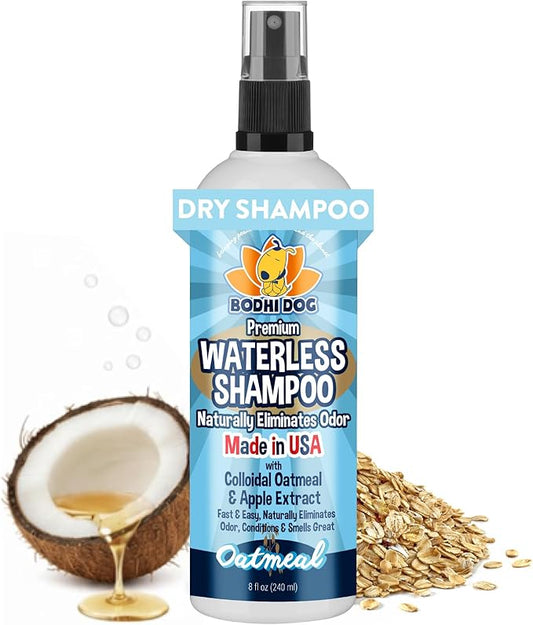 Bodhi Dog Waterless Shampoo - Natural Dry Shampoo for Dogs & Cats - Neutralizes Pet Odor - No Rinse Required - Made of Natural Extracts - Safe for Sensitive Skin - Oatmeal & Apple (8 Fl Oz)