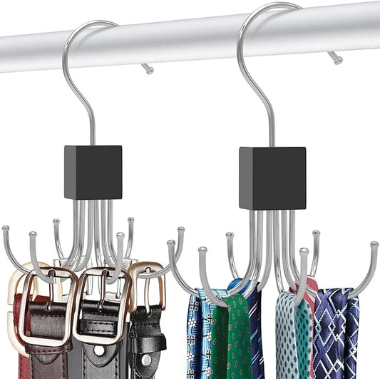 4pcs Rotatable Tank Top Hanger,Bra,Belt,Tie,Scarf Hanger for Closet, Multipurpose Holder Organizer and Storage Hook for Belt,Bra,Hat,Tank Top,Tie,Scarf,Purse