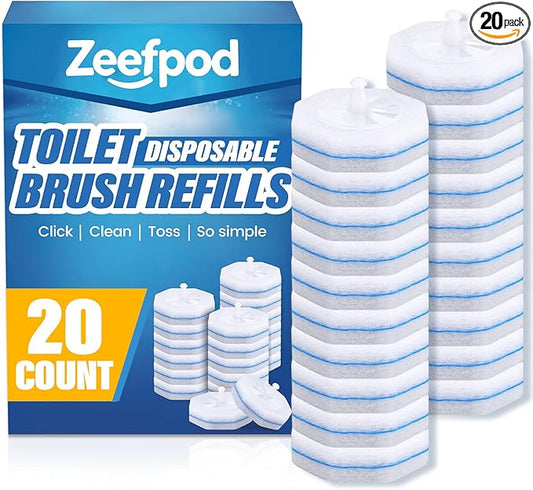 Toilet Cleaner Refill Pads, Disposable Toilet Bowl Cleaner Refill for Toilet Cleaner Wand, Single-Use Hygienic Scrubber Heads, 20 Count