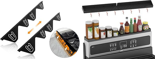 Stainless Steel Stove Gap Covers (2 Pack), Stove Gap Filler and Silicone Stove Top Shelf 30 Inch Magnetic (1 Pack), Easy Clean Heat Resistant Kitchen Bundle
