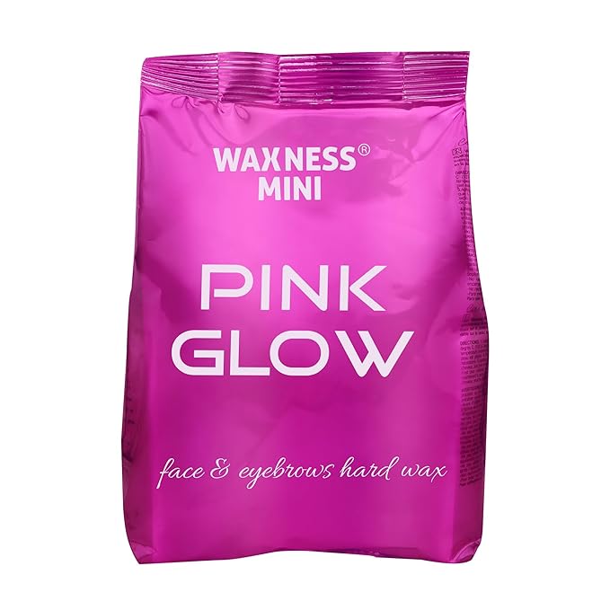 Waxness Pink Glow Face & Eyebrow Hard Wax 0.88 lb (400 g) – Stripless Hard Wax for Sensitive Skin, Face, Bikini, Rosin-Free Synthetic Formula, High Visibility Pink Color – Made in Italy