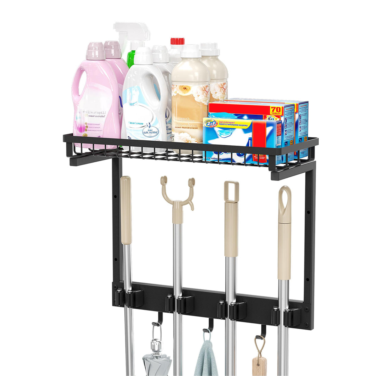 XLP Broom Holder Wall Mount, Mop Organizer Wall Hanging - Image 1