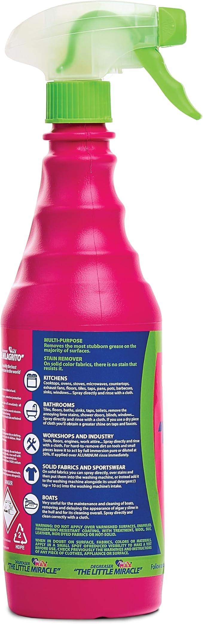 EL MILAGRITO Heavy Duty Degreaser & Multi-Purpose Cleaner, 25.36 Fl Oz Spray for Kitchen, Bathroom,Fabrics, Boats,Automotive,Floors,Industrial.More than 100 Surfaces. Proven, Ready to Delivery.