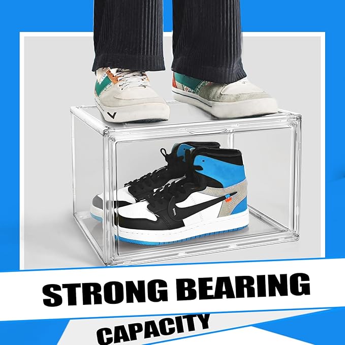 Clear Shoe Storage Boxes Stackable Size 14, Large Acrylic Shoe Box Sneaker Display Case for Sneakerheads Boot Handbag Purse Figure Collectibles Showcase, 1 Pack