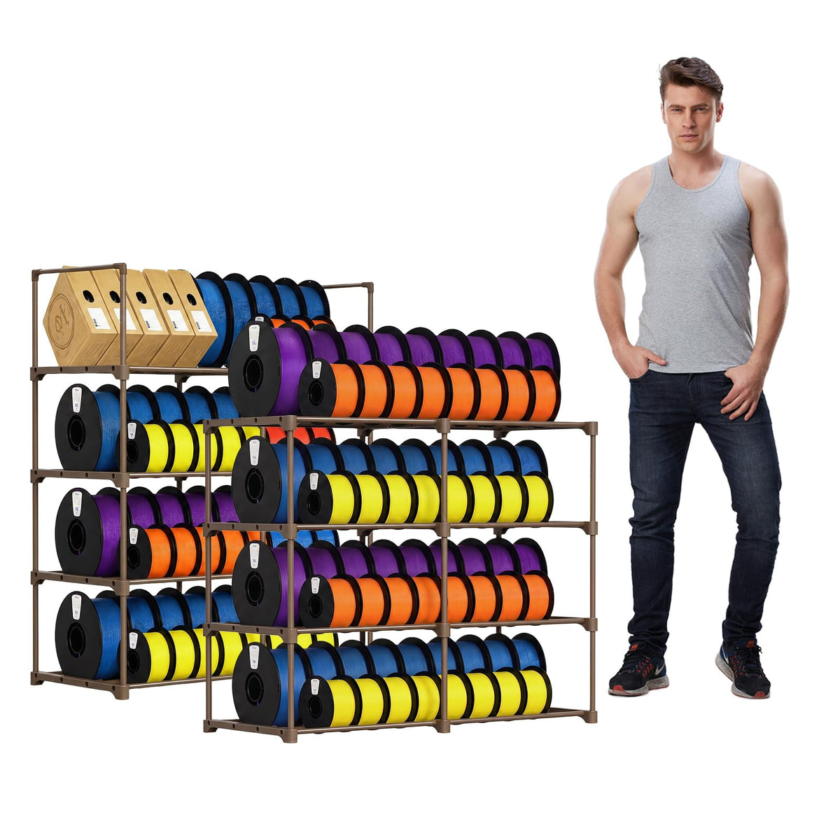 8-Tier 2-Column Modular 3D Printer Filament Storage Rack - Image 1