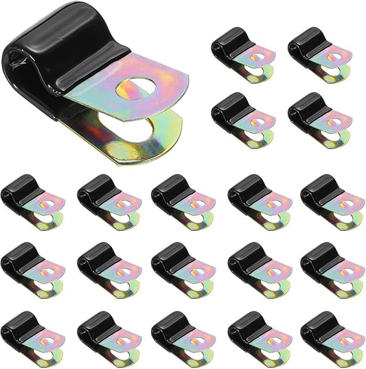 PATIKIL 5/16 Inch Vinyl Coated Cable Clamps, 50 Pack Galvanized Steel Metal Cable Clips Rubber Cushion Insulated Pipe Clamps for Tube Lines Cord Wire Management, Black