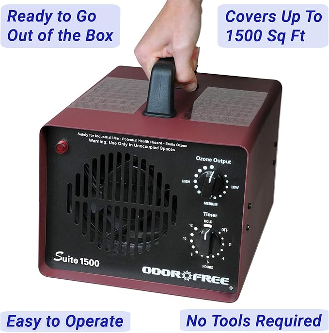 Suite 1500 Ozone Machine Odor Removal for Eliminating Smells from Small Apartments, Hotels, Vehicles and Boats - Ozone Generator