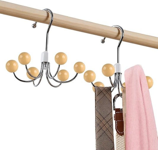 2 Pack Hoodie Hanger for Organizer 360° Swivel Closet Hooks for Belt, Space-Saving Hanger Bra Storage, Accessorise Organizer for Tie, Hat, Tanktop, Scarf, Purse