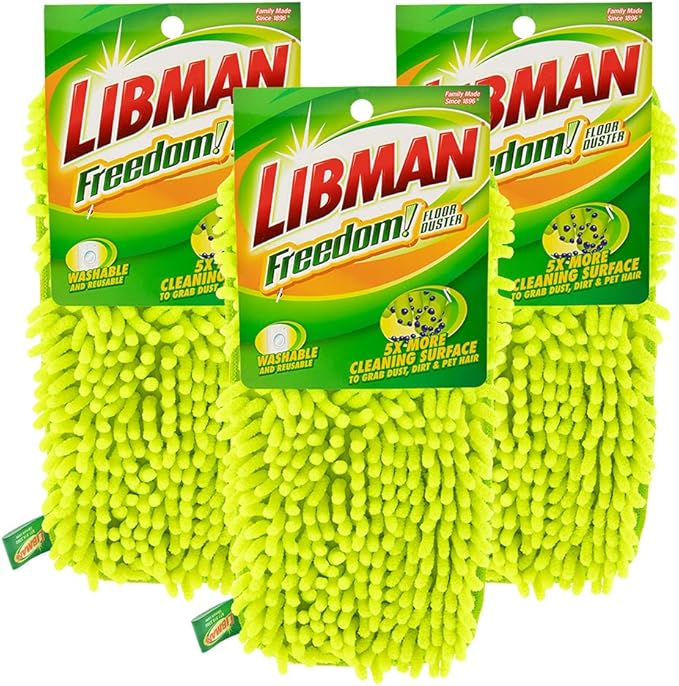 Libman 1486 Freedom Floor Duster Refill Dry Dust Mop Replacement Heads for The Libman Freedom Floor Duster – 3 Pack, Green
