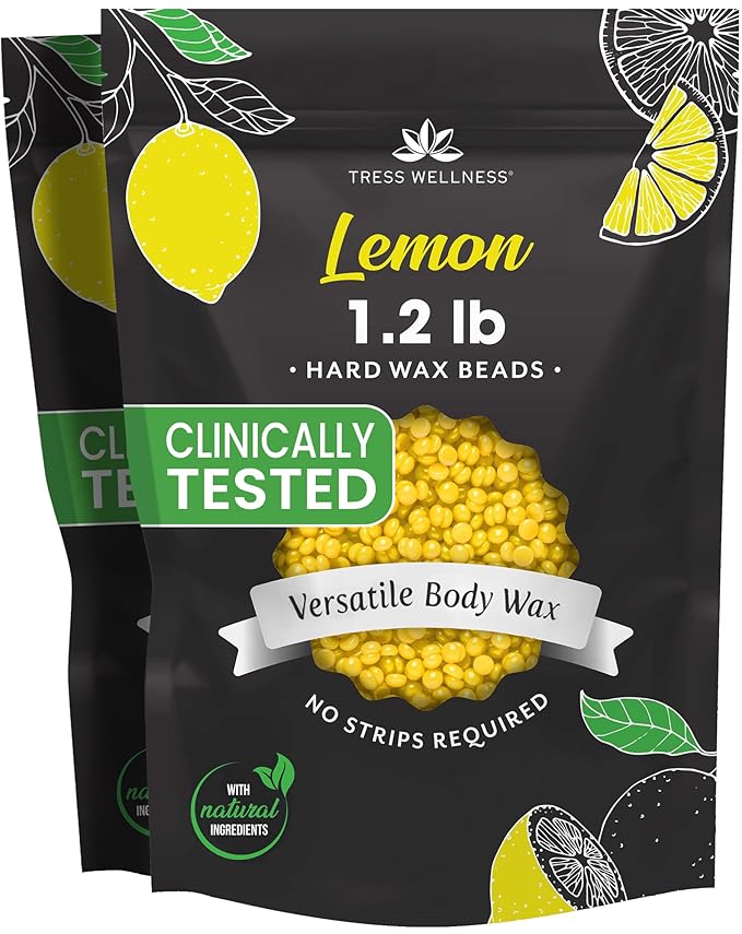 Tress Wellness Wax Beads - Safe for Skin - Dermatologically Tested - At-Home Kit for Bikini - Lemon, 2 x 1.2lb, 2 pack