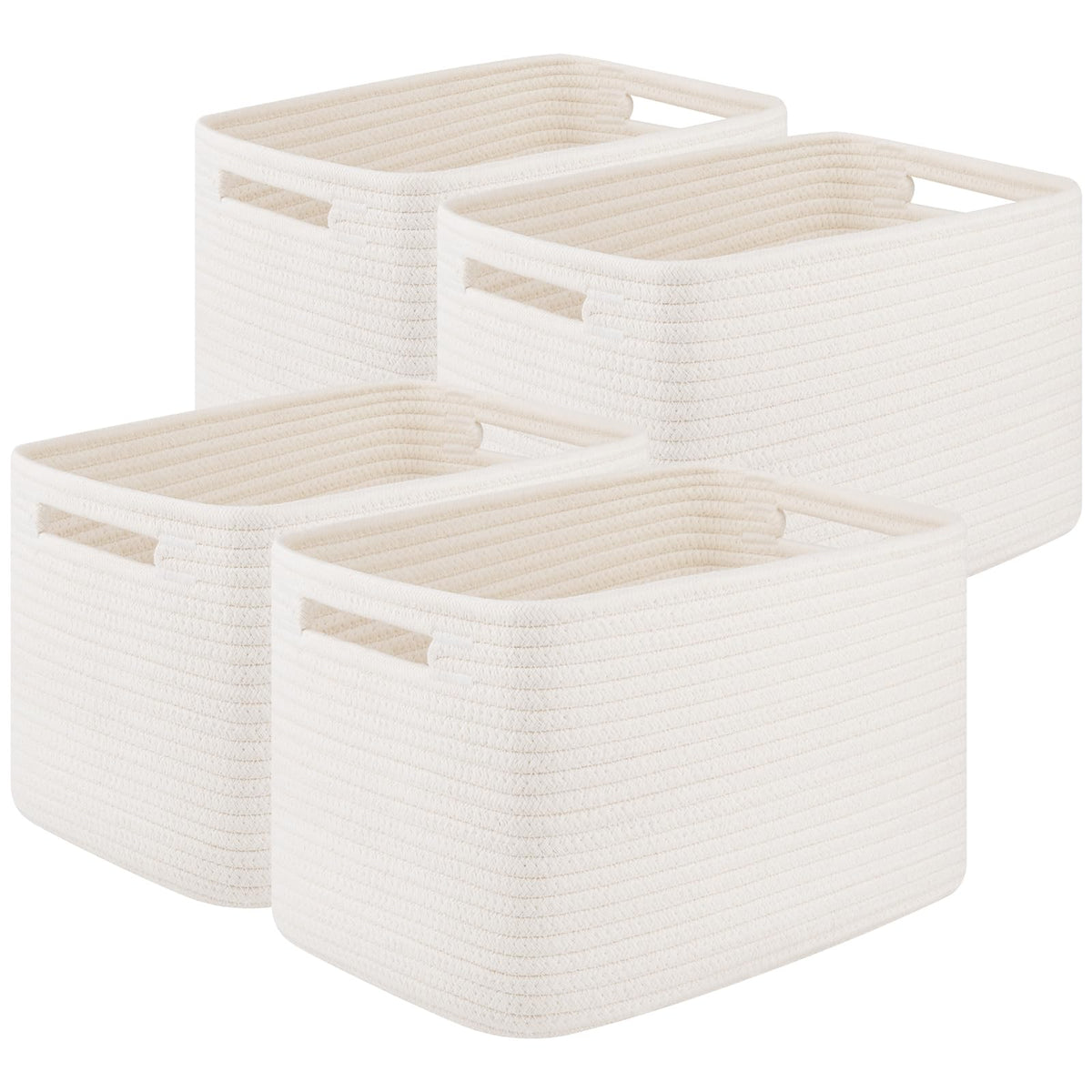 OIASKET 4Packs Natural Cotton Rope Storage Baskets for Organizing - Image 1