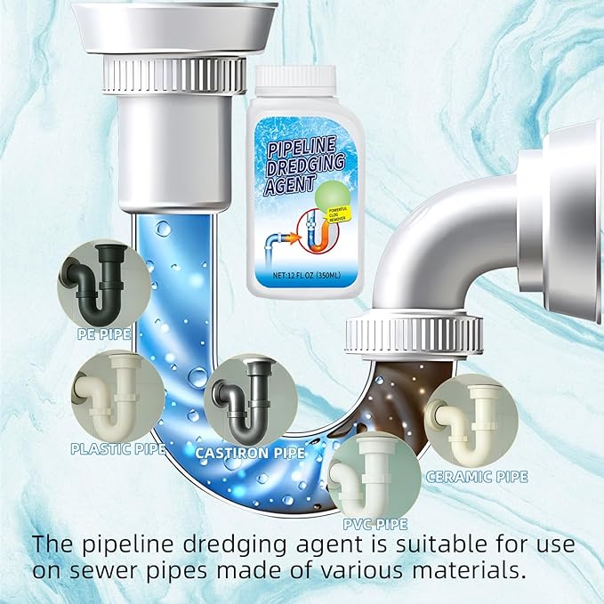 Powerful Pipe Dredging Agent - Professional Strength Drain Clog Remover, Fast-Acting Pipeline Dredging Agent for Kitchen Sinks, Bathroom Drains, Tubs & Toilets