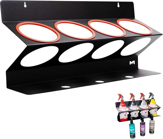 Maxshine Universal Spray Bottle Holder – Holds 4 IK Trigger Sprayers (34oz Bottles) with 3 Small Holes – Sturdy & Lightweight Wall-Mounted Organizer for Detailing Accessories