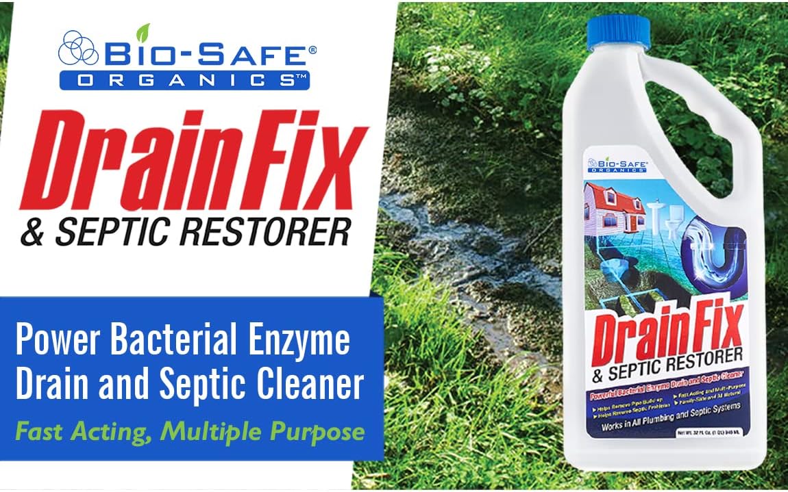 Drainfix & Septic Restorer 32 Oz Septic Tank Treatment | Drainfield Treatment | Septic Safe Drain Cleaner | Enzyme Drain Cleaner | Septic Cleaner | Exxon Valdez Patented - 6 Pack