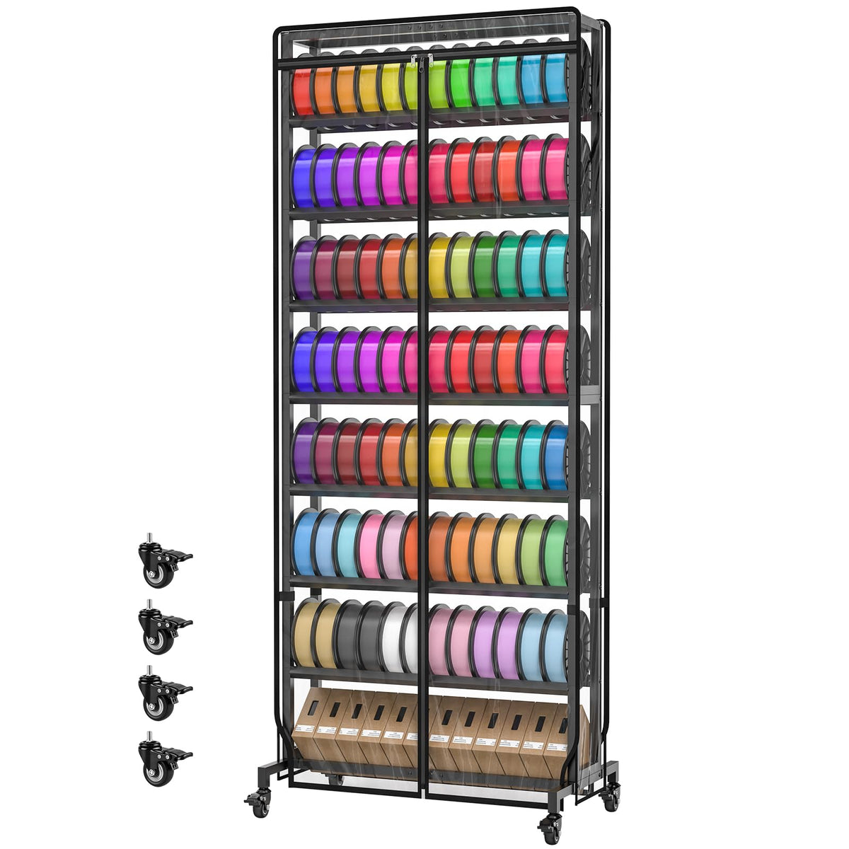 3D Printer Filament Storage Rack with Dust Cover 9-Tier - Image 1