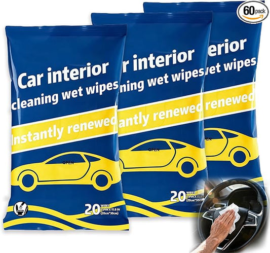 Dashboard Wipes, Car Interior Protectant, Car Protectant Wipes, Car Interior Cleaning Wet Wipes, 60 Count