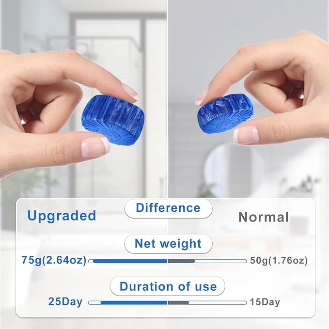 Toilet Bowl Cleaners, Upgraded Blue Automatic Toilet Tank Cleaner Tablets for Deodorizing & Descaling, Long-Lasting Against Tough Stains, 43 oz/16 Packs